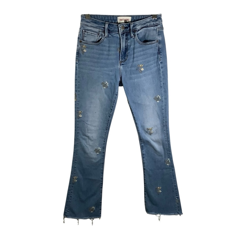 Driftwood Light Blue Roxy Raw Hem Flare Jeans